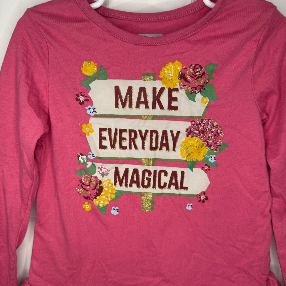 Garanimals Girls 5T Pink Everyday Magical Long Sleeve Floral‎ Shirt